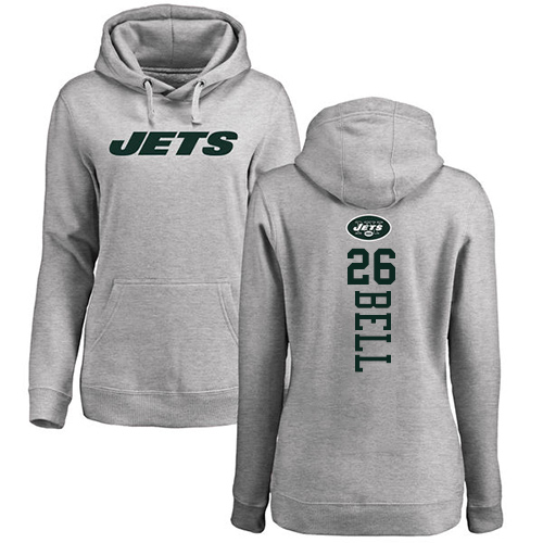 New York Jets Ash Women LeVeon Bell Backer NFL Football 26 Pullover Hoodie Sweatshirts